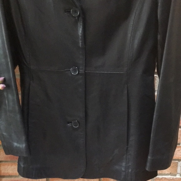Charles Klein Black Leather Classic 3-Button Blazer Jacket size Small - Picture 8 of 14